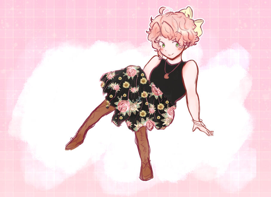 Almond in a classy little outfit.