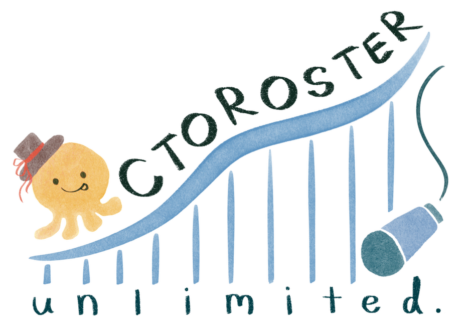 OctoRoster Unlimited! I made this logo for my cohort at On The Mic Training. This was our 'agency' while training. OctoRoster Unlimited! I made this logo for my cohort at On The Mic Training. This was our 'agency' while training.